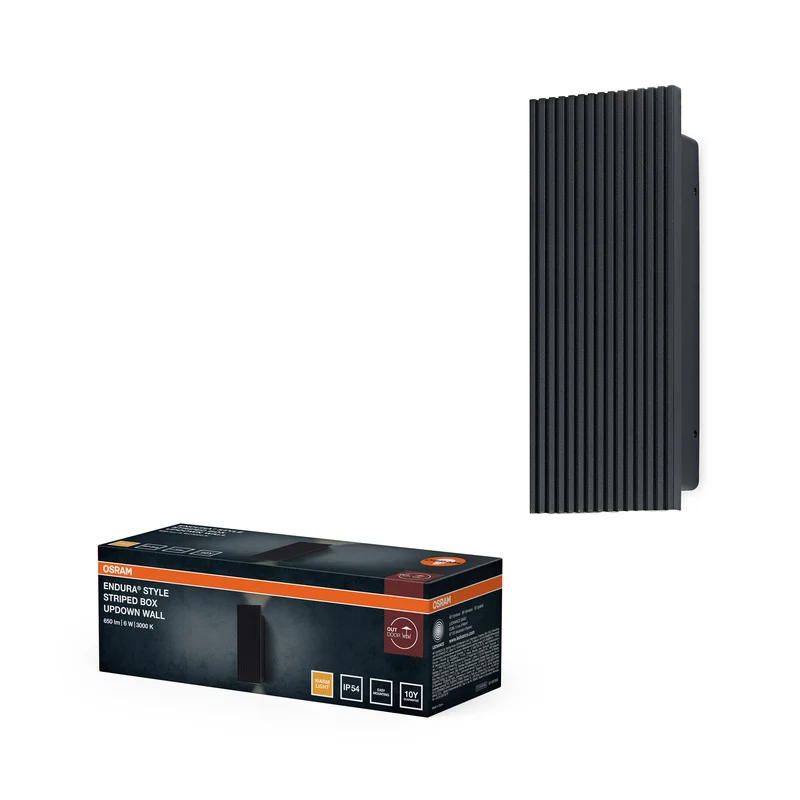 ENDURA Style Striped Außenwandleuchte, Dark grey, 12 W, 3000 K, 450 lm, 210° Abstrahlwinkel, IP54, Glas, Aluminium, 50. 000 h Lebensdauer
