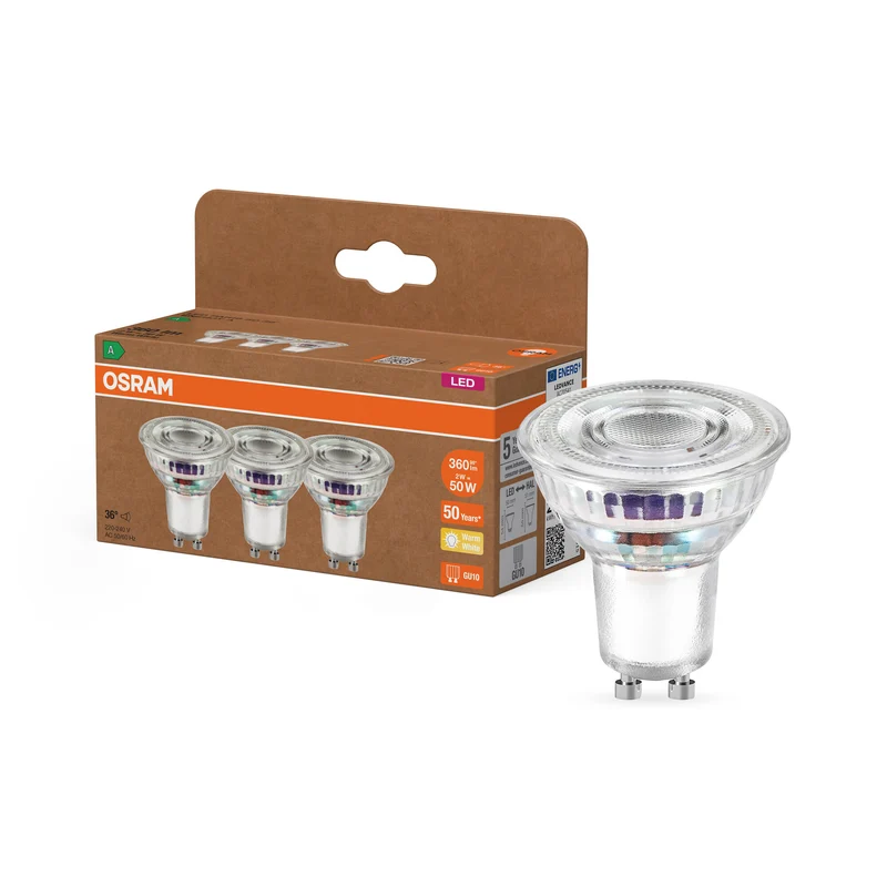 OSRAM LED PAR16-Form, LED-Spot, 2 W, (ex 50 W), 360 lm, Warmweiß, 2700 K, Energieeffizienzklasse: A, 50000 h, 3er