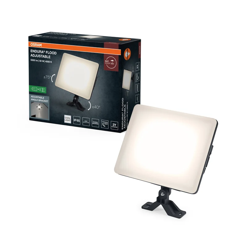 OSRAM ENDURA Flood Adjustable LED-Fluter, 50W, 4250lm, 4000K Kaltweiß, Schwarz, Aluminium, schwenkbar, IP65