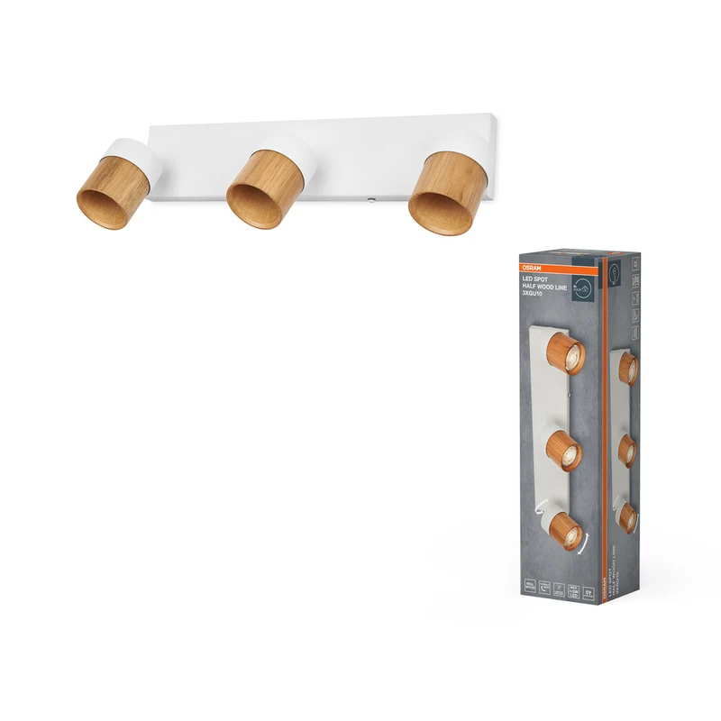 OSRAM LED Spot Half Wood Line Deckenleuchte 3xGU10 Weiß und Holzdekor