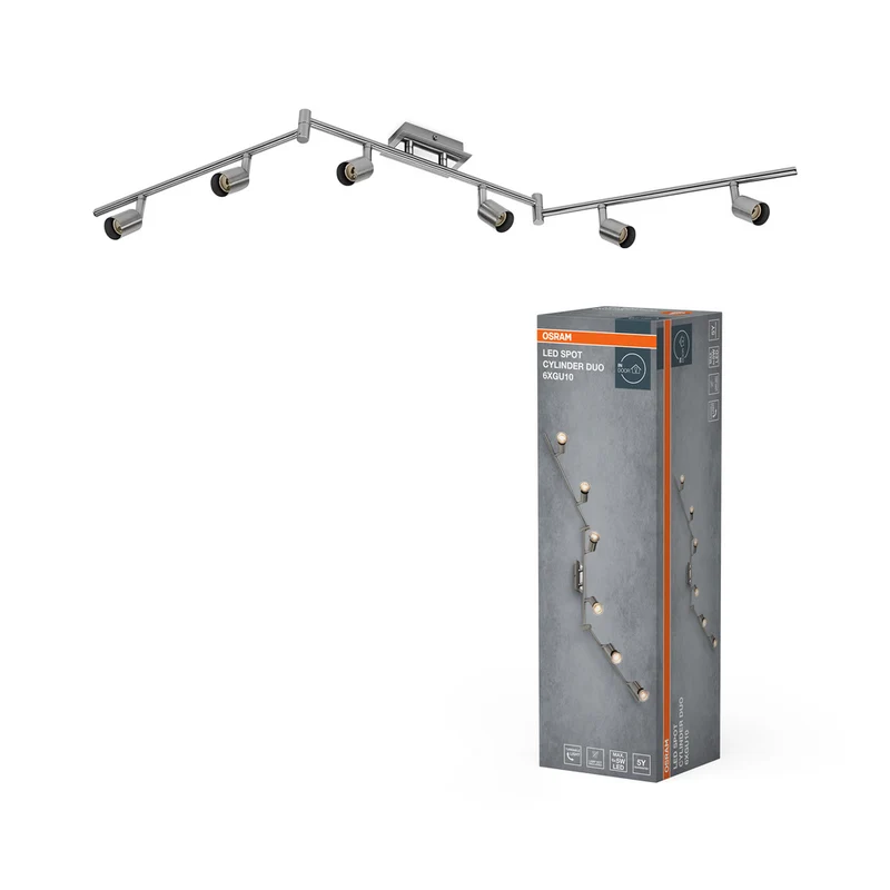 OSRAM LED Spot Cylinder Duo Deckenleuchte 6xGU10 Gebürstetes Nickel