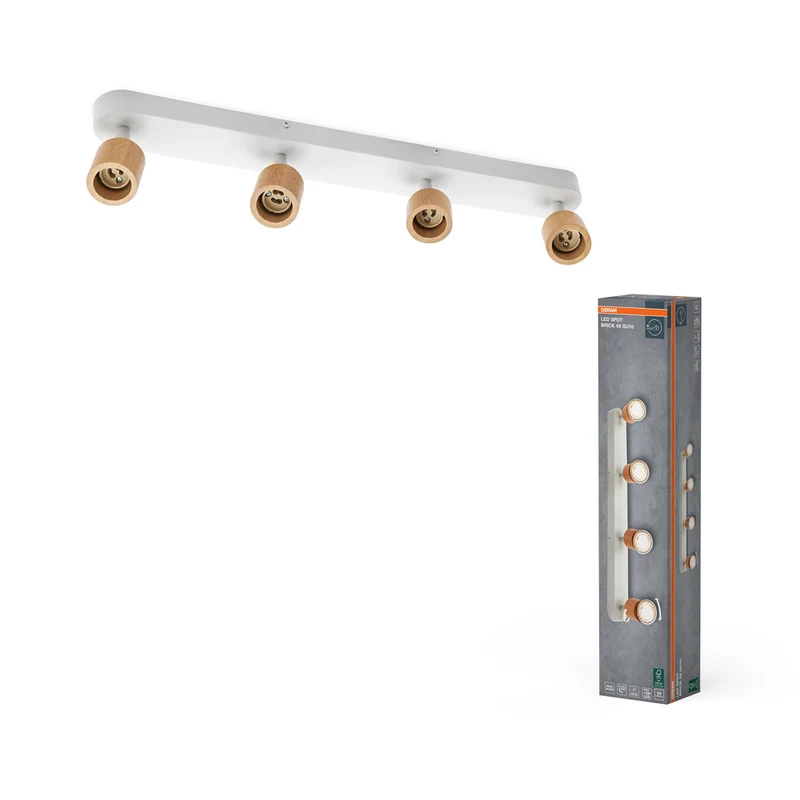 OSRAM LED Spot Brick Deckenleuchte 4xGU10 Weiß und Holz