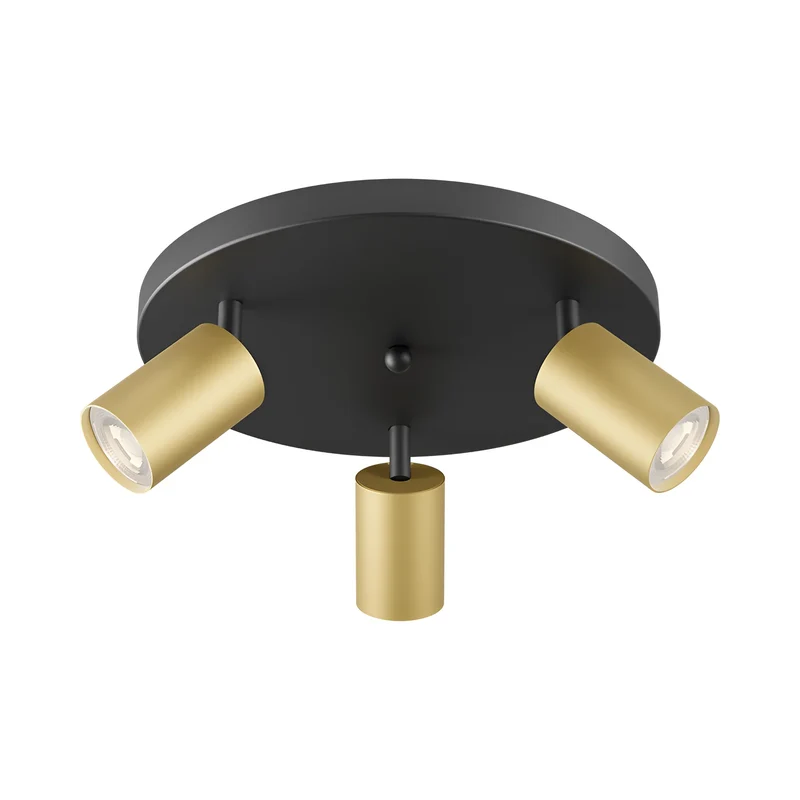 Braytron GU10 Deckenstrahler rund 3-flammig Ø300 mm schwenkbar – Gold