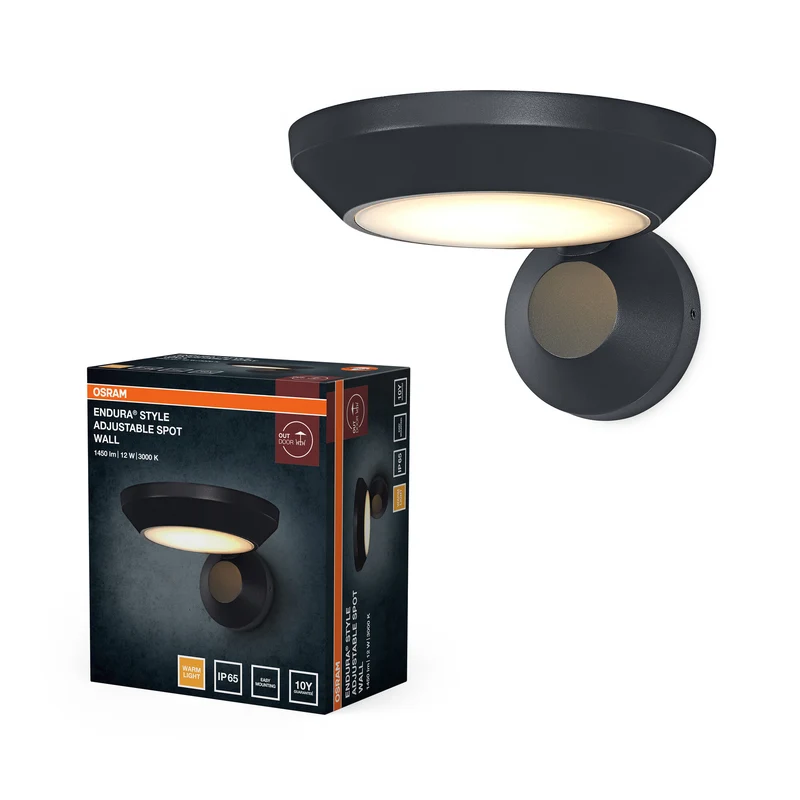 ENDURA Style Adjustable Spot IP65 Außenwandleuchte, Dark Grey, 12 W, 930 lm, 3000 K, 100° Abstrahlwinkel, 50. 000 h, IP65