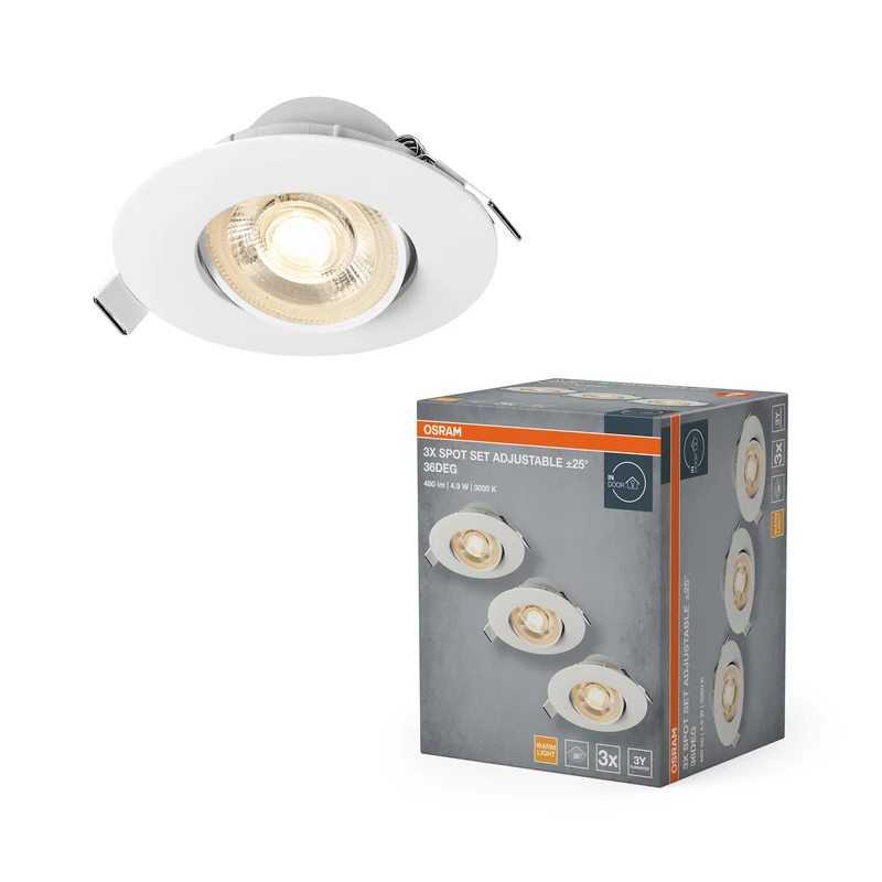 OSRAM Einbau LED Spot-Set verstellbar Kunststoff 4,9W 830 36° Weiß