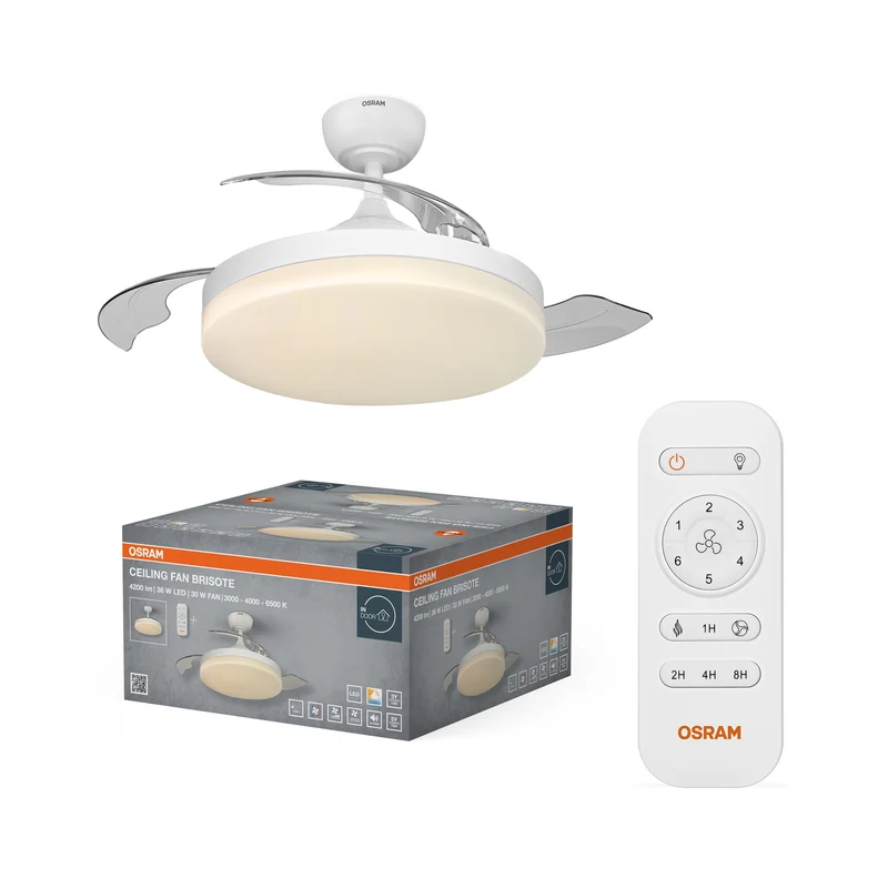 OSRAM LED Deckenventilator Brisote, Weiß, 1060mm, 66W, 3000/4000/6500 K, CCT