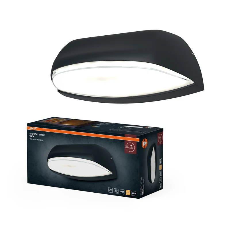OSRAM ENDURA Style Wide LED-Außenleuchte, klassische Eingangsbeleuchtung mit moderner Lichttechnik in Dunkelgrau, IP44-Schutz, für Außenbereiche