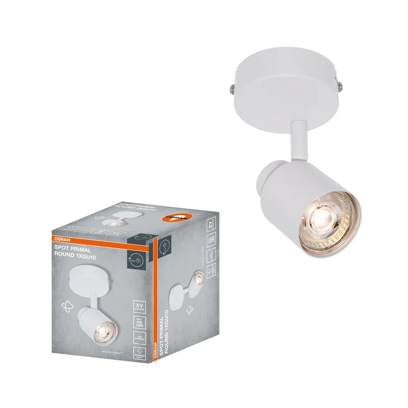 OSRAM 1-Punkt LED Spot PRIMAL Round, Leuchte, 1xGU10, Weiß