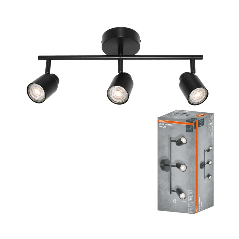 OSRAM 3-Punkt LED Spot PRIMAL, Leuchte, 3xGU10, Schwarz