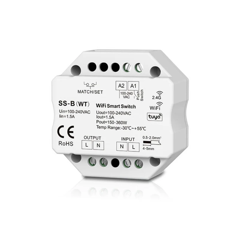 Smarter WLAN Schalter für LED-Leuchten 230V – App-, Funk- & Sprachsteuerung
