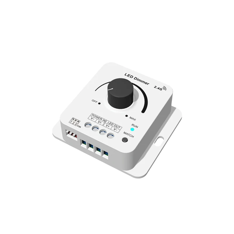 Stufenloser LED-Dimmer mit Drehknopf & Funkanbindung 12-48V