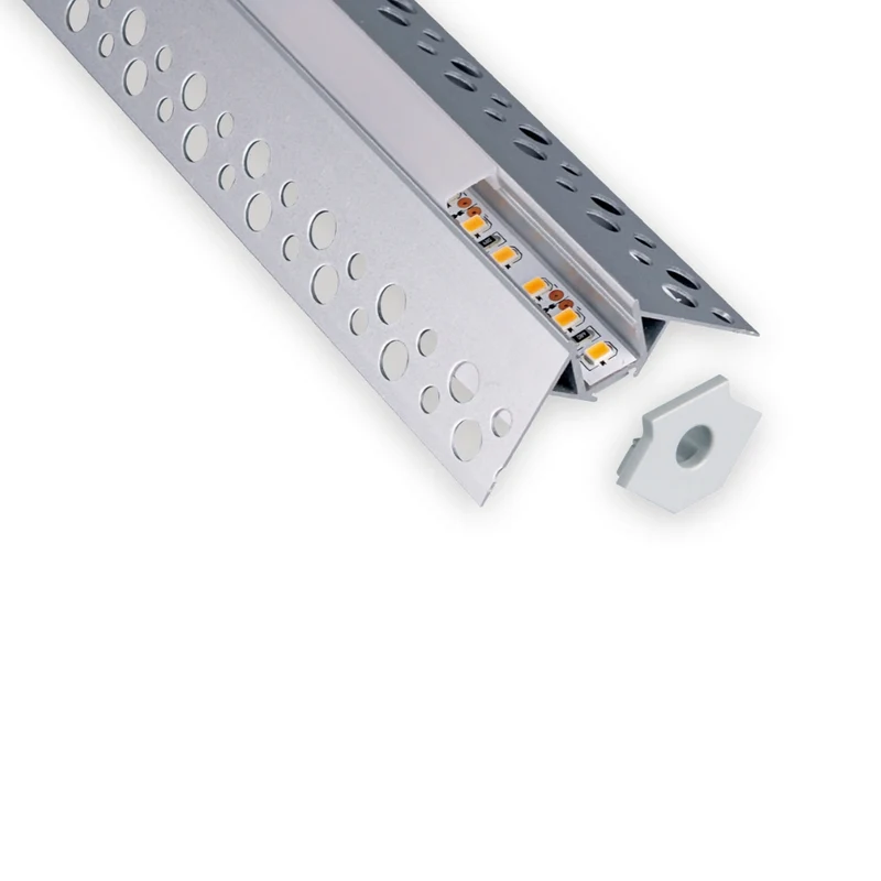 2m Trockenbau LED-Profil – Aluminium Einbauprofil für Außenecken in Gipskarton