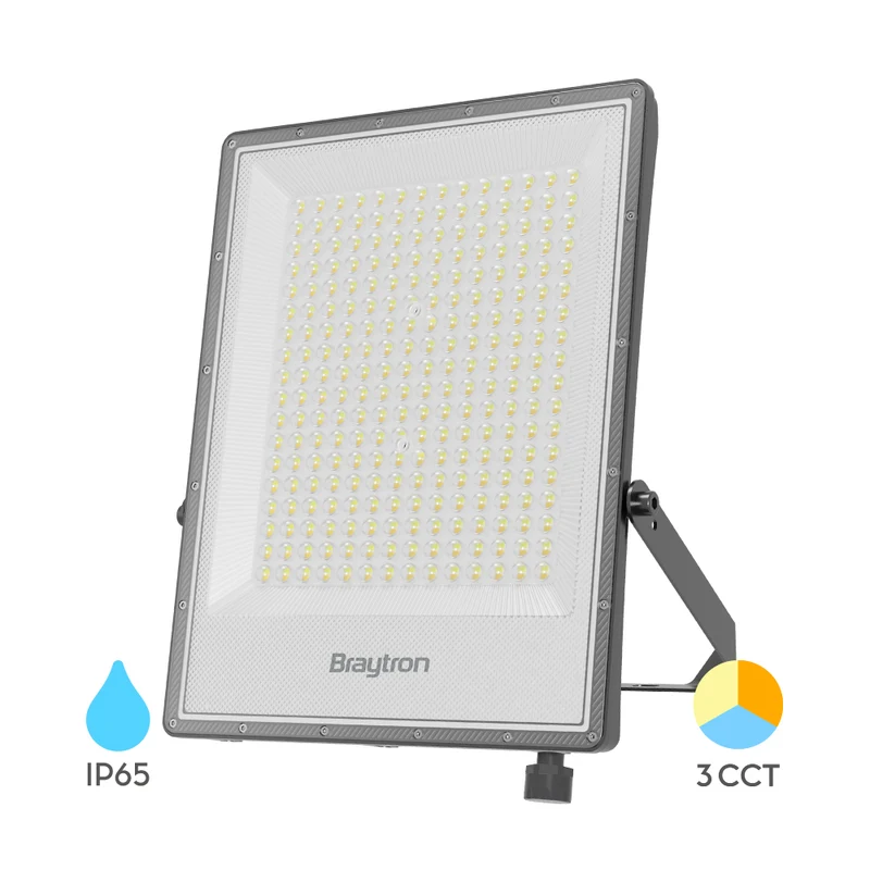 Braytron LED Flutlichtstrahler 300W 33.000 lm 3CCT IP65 Außen 90° – Grau