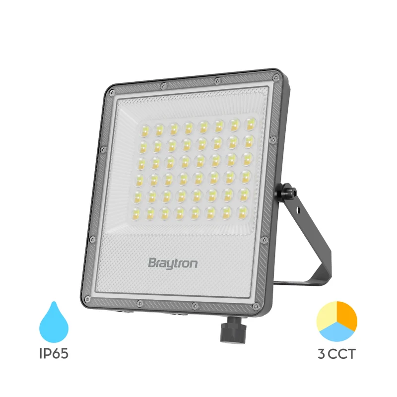 Braytron LED Fluter 50W 5500lm 3CCT IP65 Außenstrahler – Grau