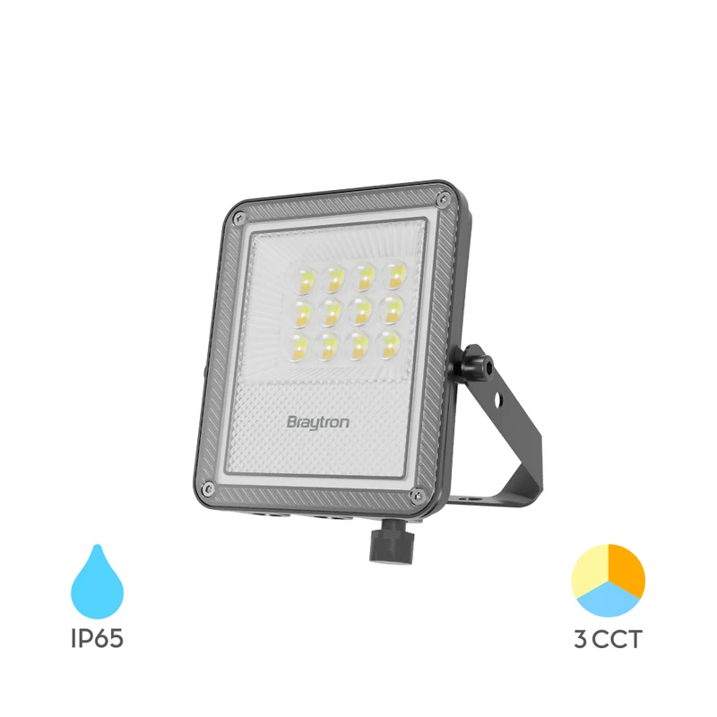 Braytron LED Fluter 10W 1100lm 3CCT IP65 Außenstrahler – Grau