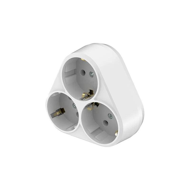 Braytron 3-fach Steckdosenverteiler Schuko Typ F in Dreiecksform – Weiß