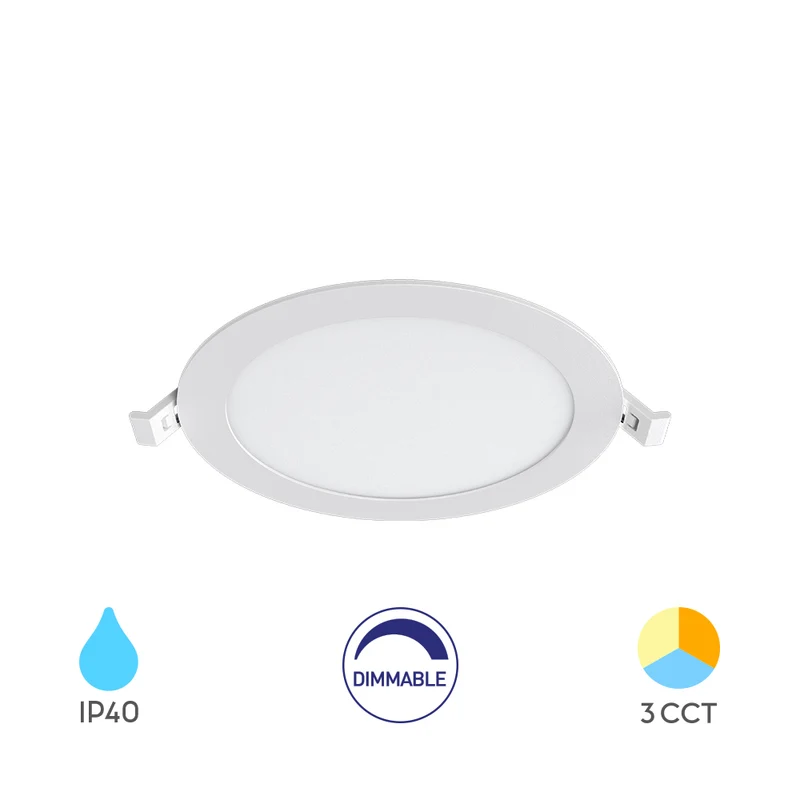 Braytron LED Einbaupanel 12W 3CCT dimmbar rund Ø170mm IP40 – Weiß