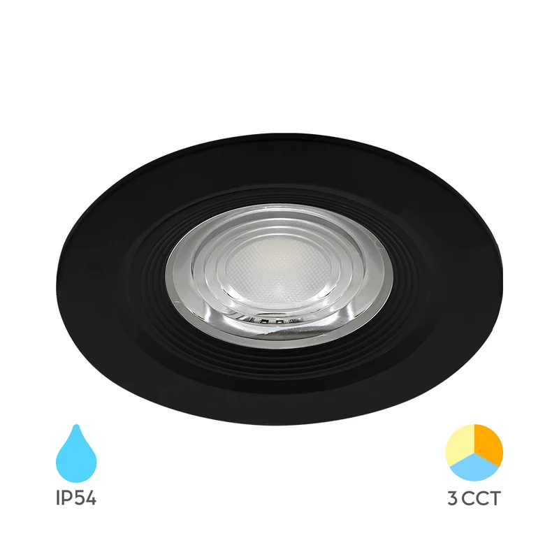 Braytron LED Einbaustrahler 7W IP54 3CCT rund Ø85 mm – Schwarz