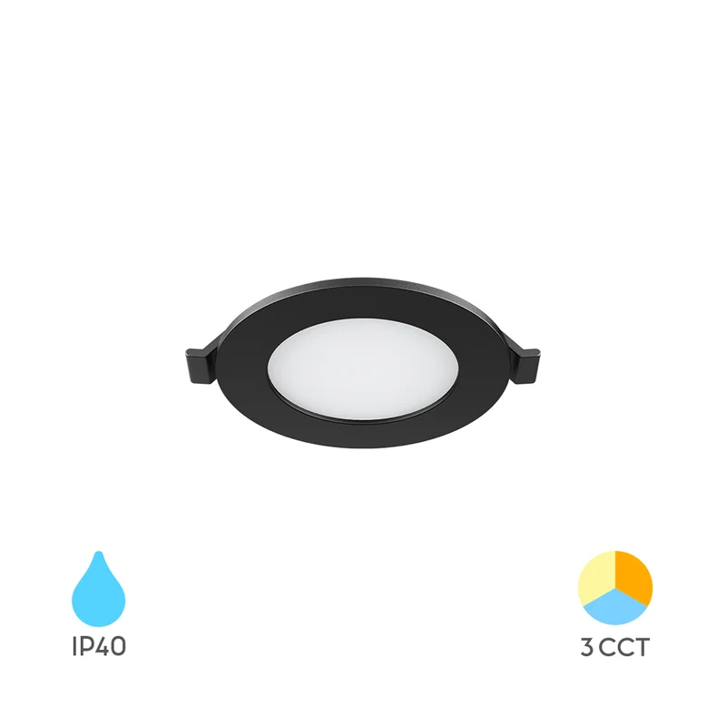 Braytron LED Einbaustrahler 3W 3CCT 220 lm Ø85 mm flach – Schwarz
