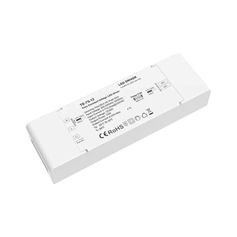 Triac dimmbarer Konstantspannungs-LED-Trafo 75W (12V/24V DC)