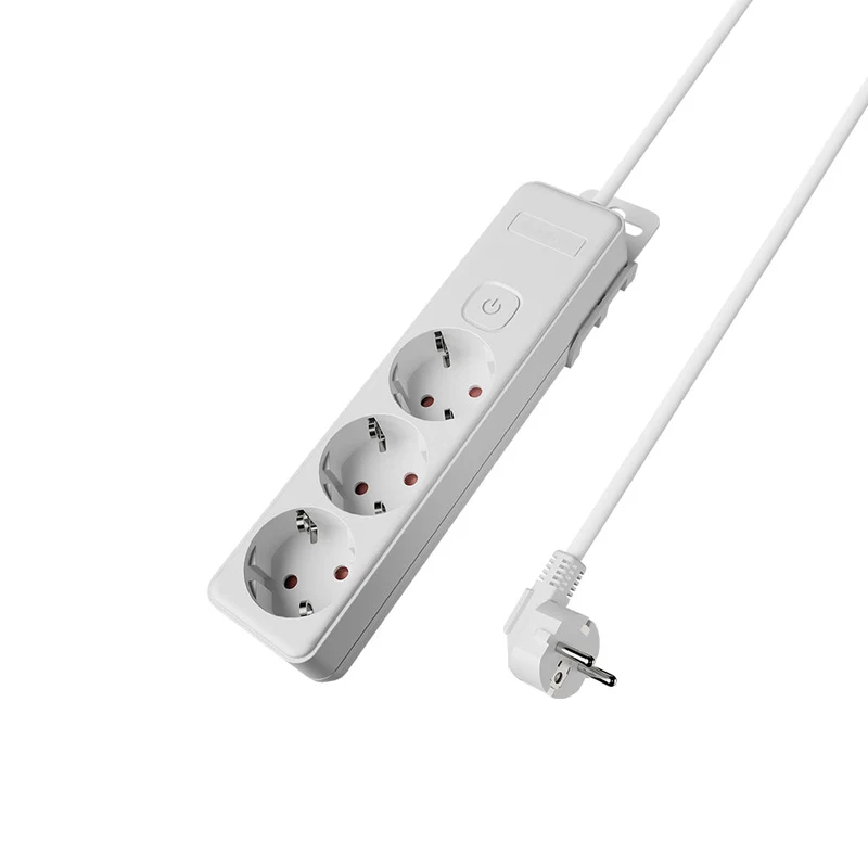 Braytron X-Line 3-fach Steckdosenleiste mit Schalter und Kindersicherung, 1,5 m Kabel – Weiß