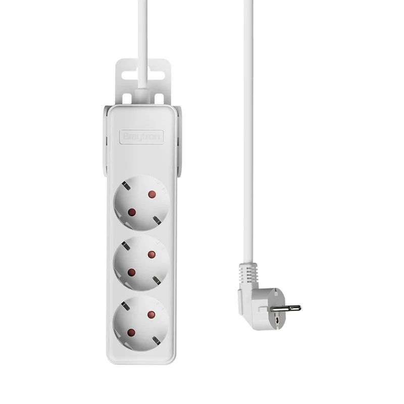 Braytron XLINE 3-fach Steckdosenleiste mit 5 m Kabel und Kindersicherung – Weiß