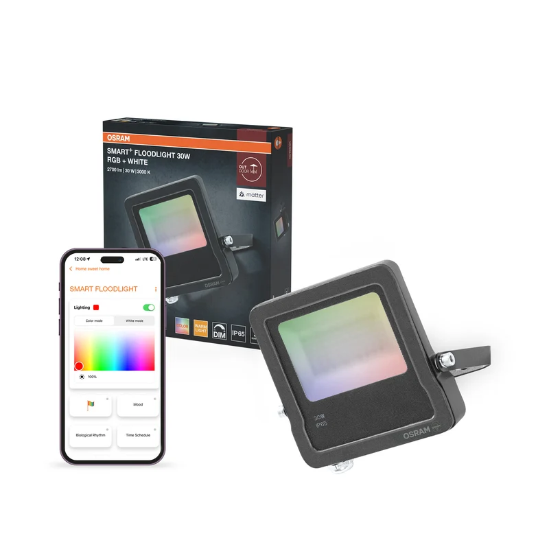 OSRAM SMART+ MATTER Floodlight LED-Fluter, 20W, 1600lm, RGBW 16 Mio. Farben, 3000K, WiFi, Matter, Alexa/Google, IP65