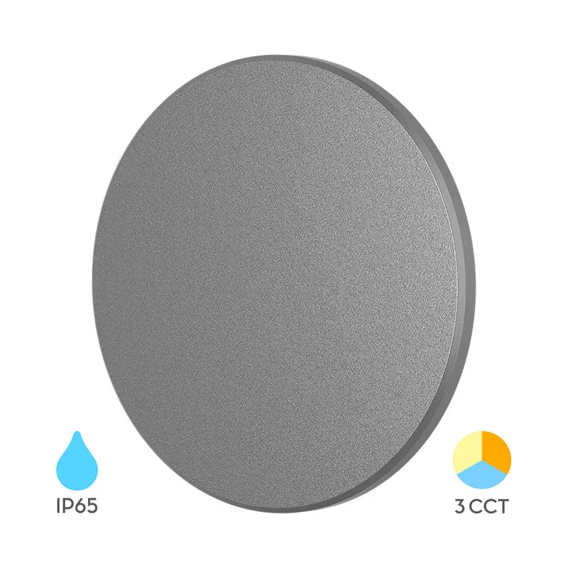 Braytron Palermo LED Außenwandleuchte 12W 3CCT rund IP65 Ø220 mm – Dunkelgrau