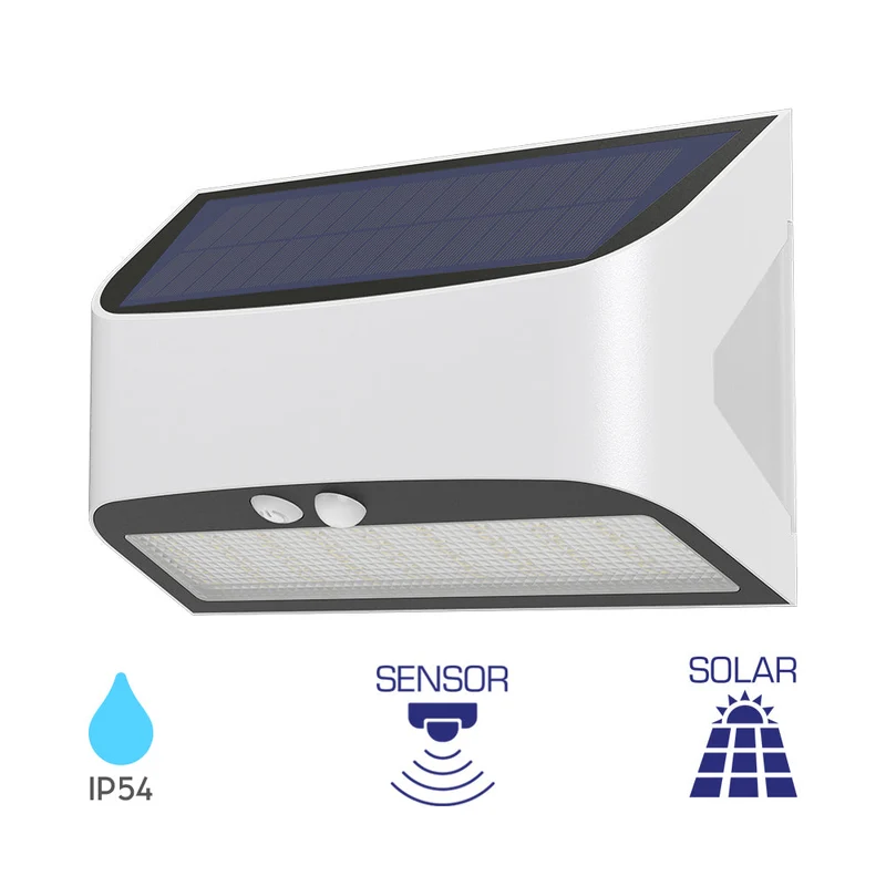 Braytron Solar LED Wandleuchte 6W 6500K 600 lm IP54 – Weiß