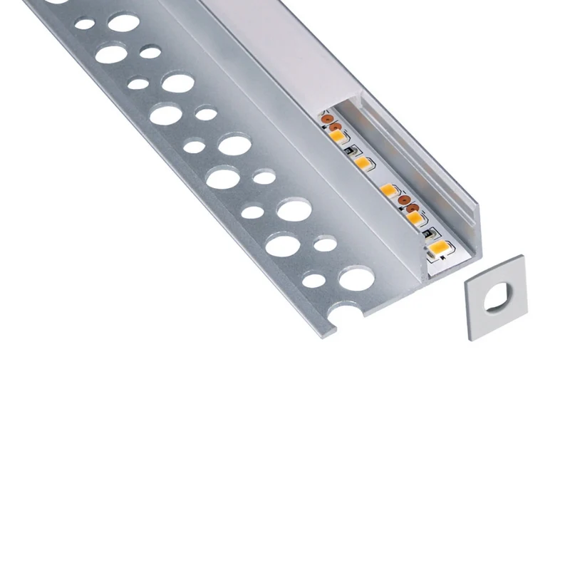 Aluminium LED Fliesenprofil 2m – Einbauprofil mit Montageflanke, diffus