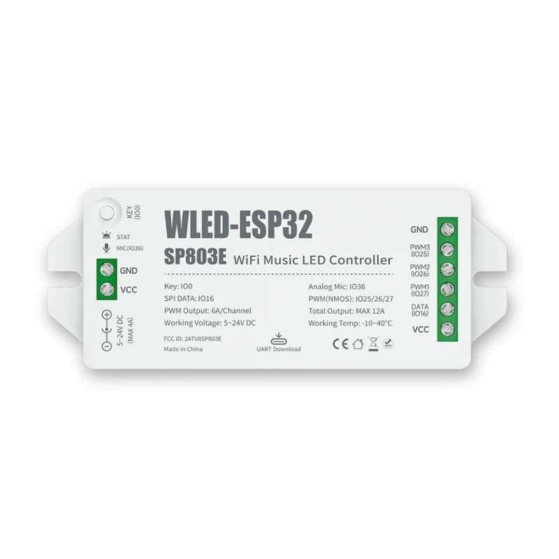 WLED ESP32 WiFi LED-Controller für SPI & PWM LED-Streifen (5-24 V)
