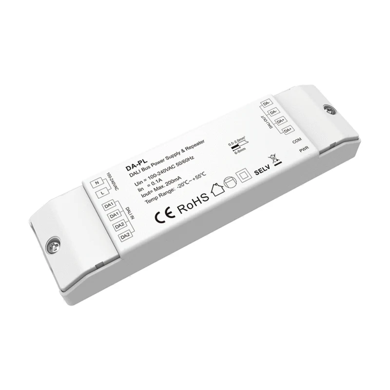 DALI Bus-Netzteil mit Repeater-Funktion – 200 mA, 100–240 V