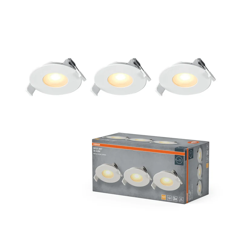 OSRAM LED Spot Recess Einbaustrahler Set 4.9W 120° Weiß ⌀68 mm