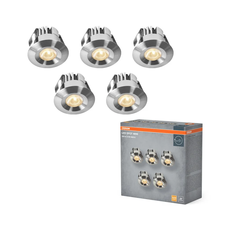 OSRAM LED Mini Spot Set Einbaustrahler 6W 120° Satin-Nickel ⌀30 mm