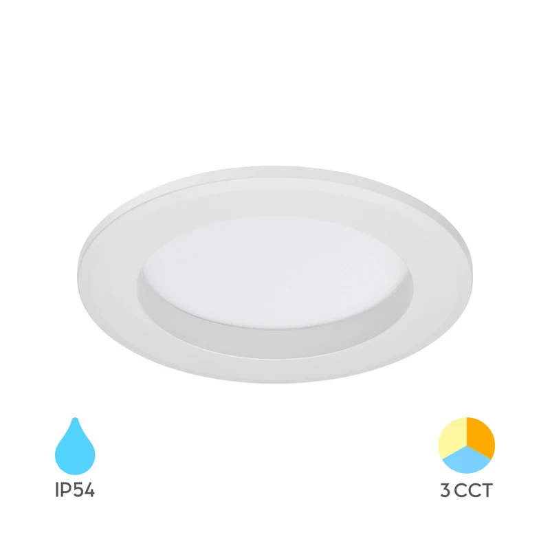 Braytron LED-Einbaustrahler 9W 3CCT IP54 Ø90mm – Weiß