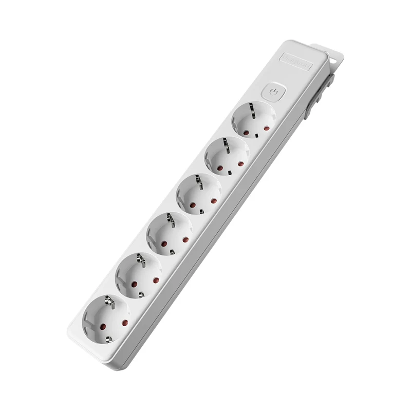 Braytron XLINE Steckdosenleiste 6-fach ohne Kabel mit beleuchtetem Schalter – Weiß