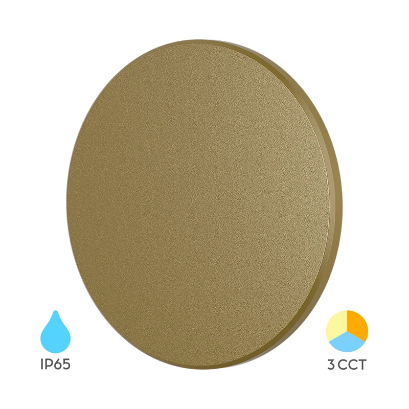 Braytron LED Außen-Wandleuchte Palermo 12W 3in1 rund IP65 – Gold