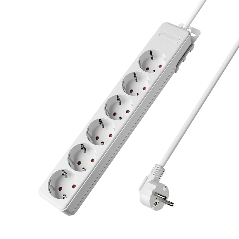 Braytron Steckdosenleiste 6-fach mit 1,5 m Kabel ohne Schalter – Weiß