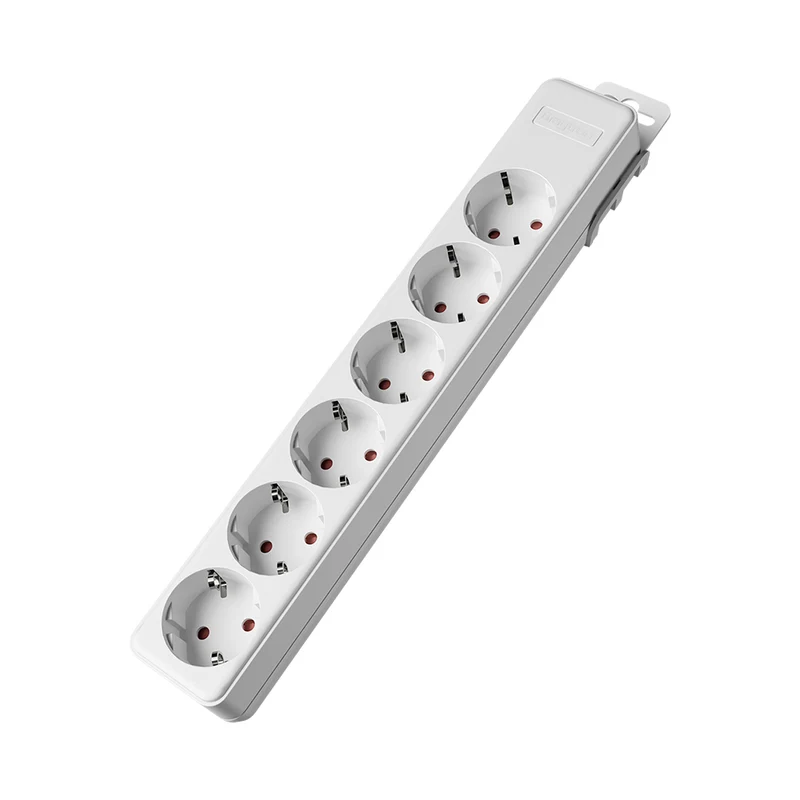 Braytron Steckdosenleiste 6-fach ohne Kabel & ohne Schalter Weiß