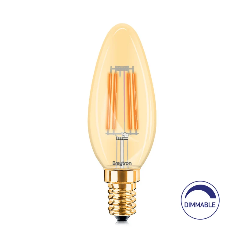 Braytron LED E14 C35 4W 2200K Filament Kerze dimmbar amber – 10er-Set