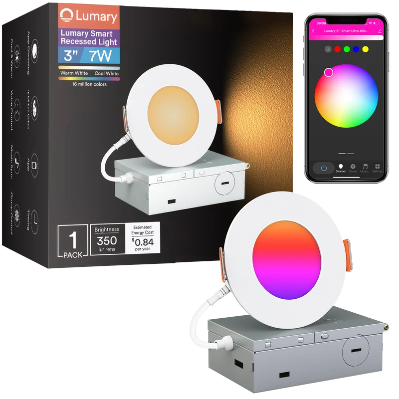 Lumary Wi-Fi Smart Canless Recessed Lighting 3 inch