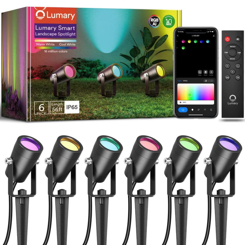 Lumary Smart Outdoor Spot Lights 56ft Gen 2 (6Pack)