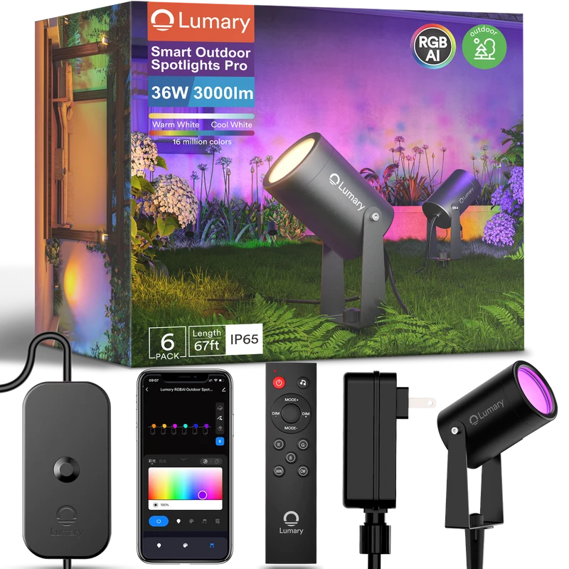 Lumary Smart RGBAI Landscape Lights Pro 36W 3000LM 65ft (6 Pack)