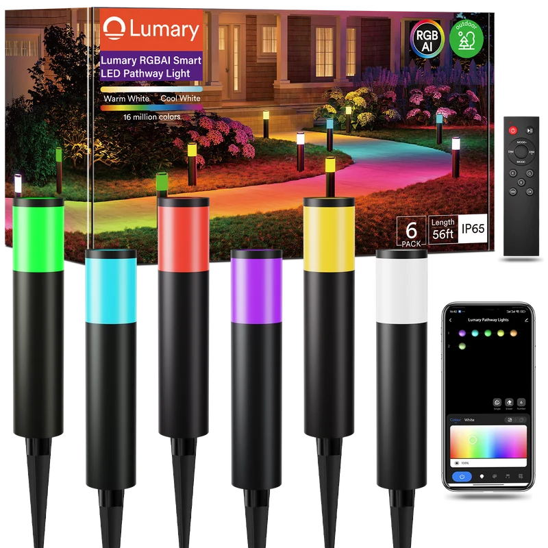 Lumary RGBAI Smart WiFi Pathway Lights 62ft (6 Pack)