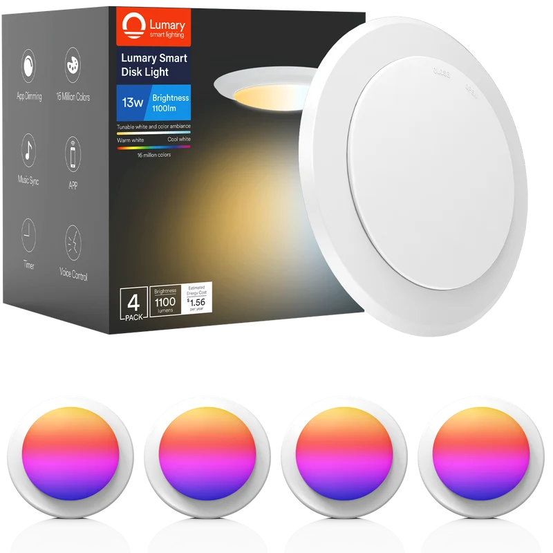 Lumary Wi-Fi Smart LED Disk Ceiling Light 13W 5/6 inch (Model B) 4PCS