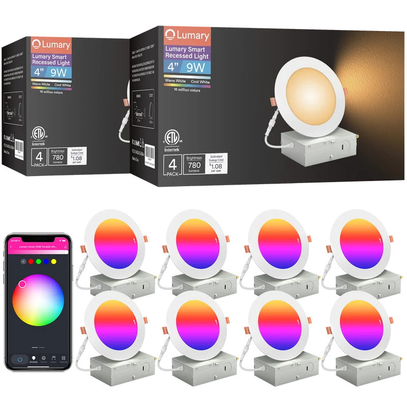 Lumary Wi-Fi Smart Canless Recessed Lighting 4 inch 8PCS