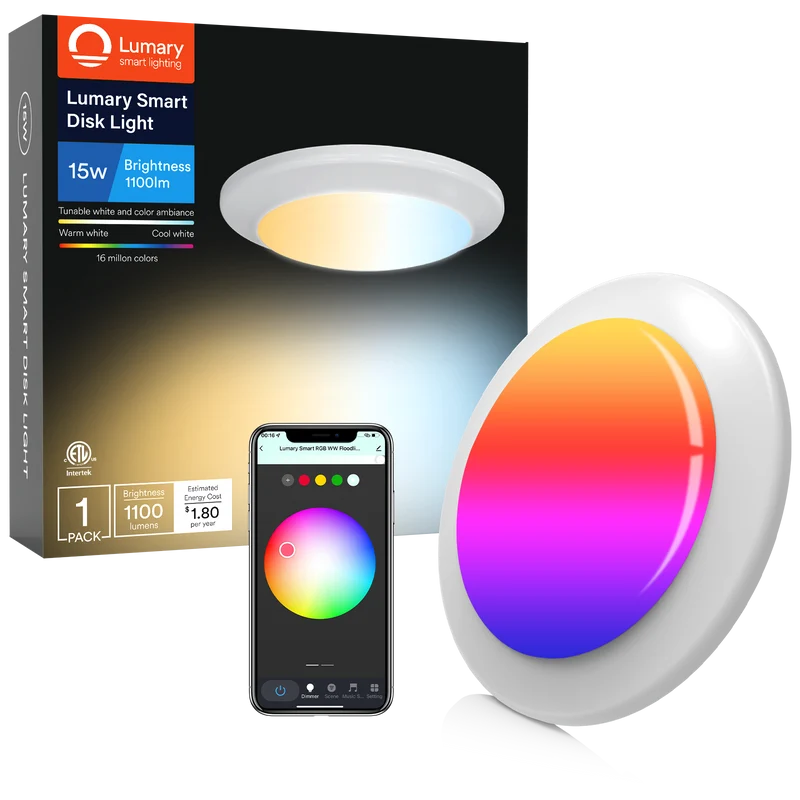 Lumary Wi-Fi Smart LED Disk Ceiling Light 15W 5/6 inch Model A