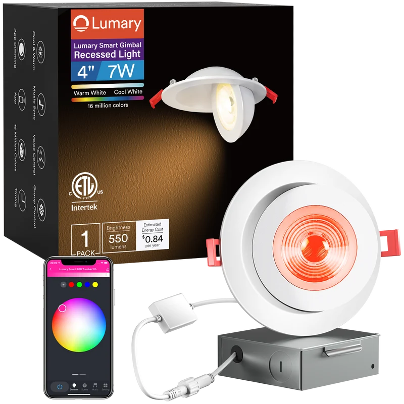 Lumary Wi-Fi Smart Gimbal Recessed Light 4 inch 7W