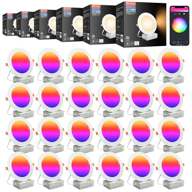 Lumary Wi-Fi Smart Canless Recessed Lighting 6 inch 24PCS
