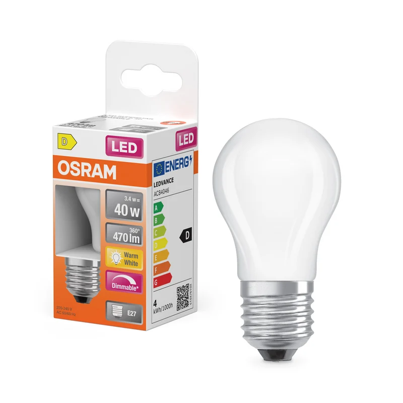 OSRAM LED Retrofit Classic P dimmbar 3.4W 827 matt E27